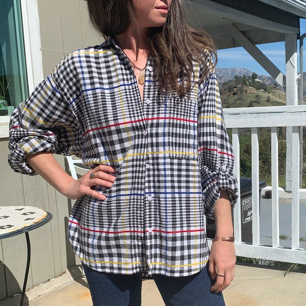 Vintage Plaid Buttonsown oversized Shirt